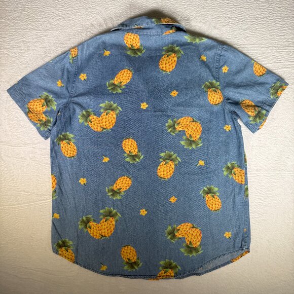Vintage 90's Lemon Grass Pineapple Denim Button Up Shirt Size Small 100% Cotton - Picture 2 of 5